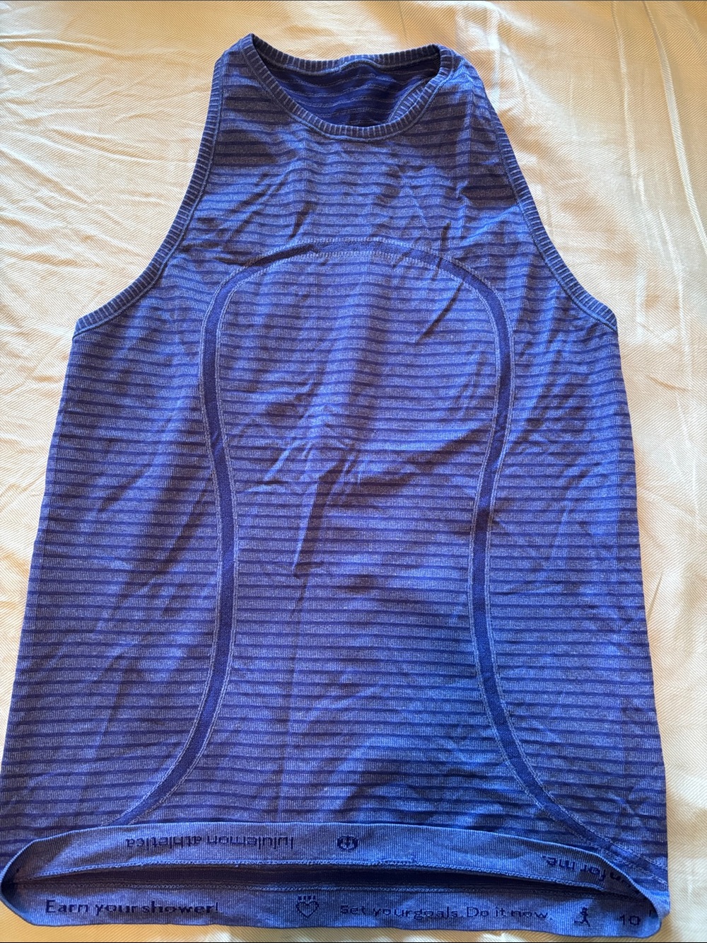 Lululemon Run Swiftly Blue Striped Tank Size 10